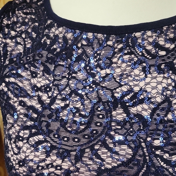 Night Way Collections Navy Lace Gown - Picture 2 of 10